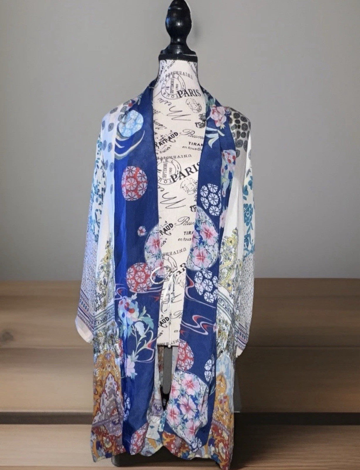 Johnny Was Pl Petite Large 100% Silk Kimono Wrap Jacket Cardigan FLAWS READ Johnny Was