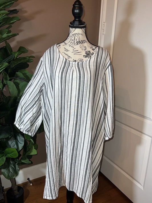 Bryn Walker Black & White Kimono Sleeve Tunic Top Mini Dress 2XL  $198