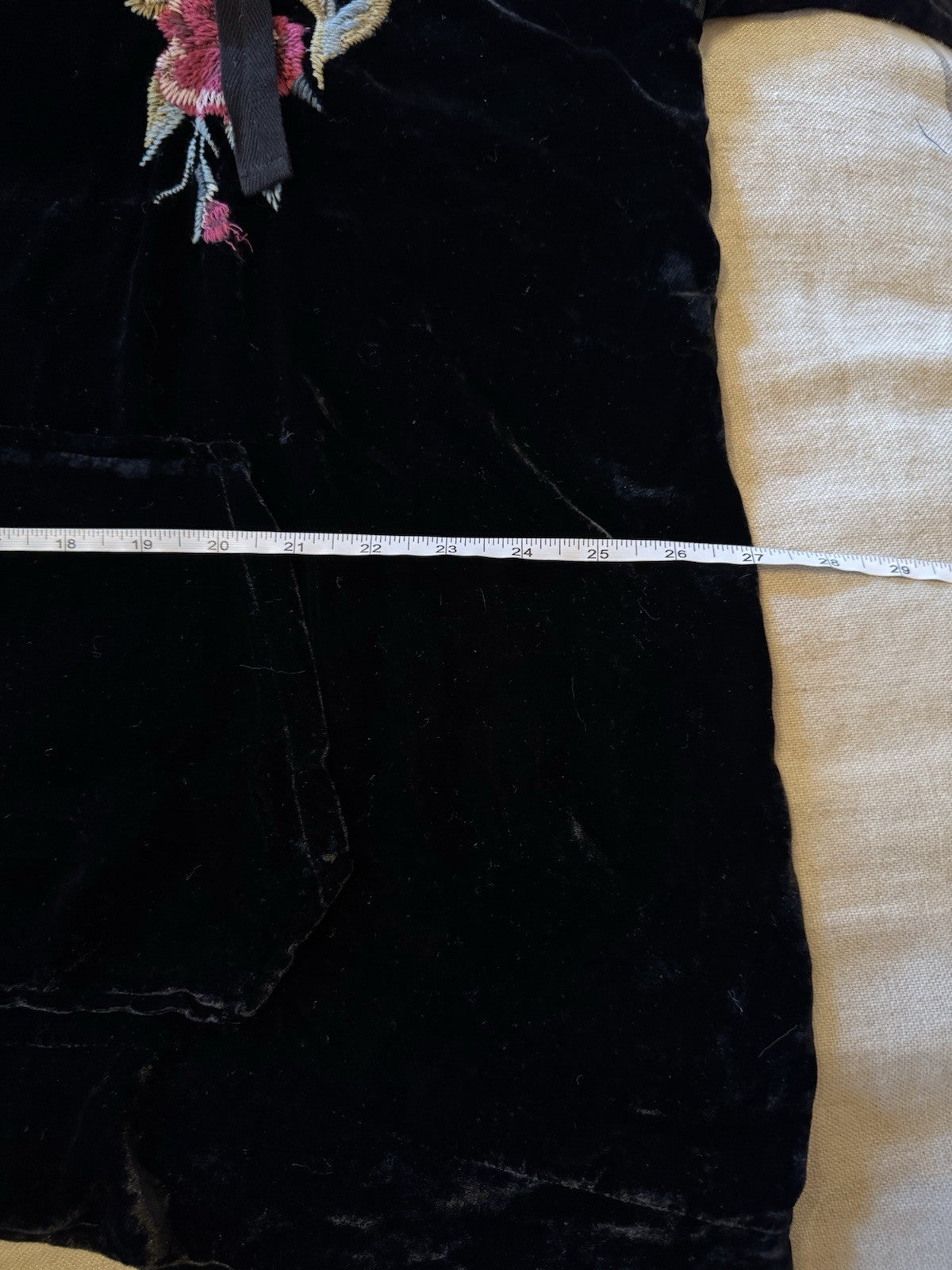 Johnny Was 1X Plus Black Velvet & Fur Hoodie Pullover Top Tunic Embroidered Johnny Was