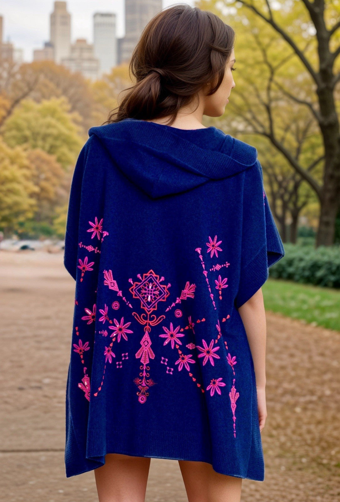 Johnny Was O/S Cashmere Hooded Poncho Wrap Cape Shawl Cardigan One Size $528 Ret Johnny Was