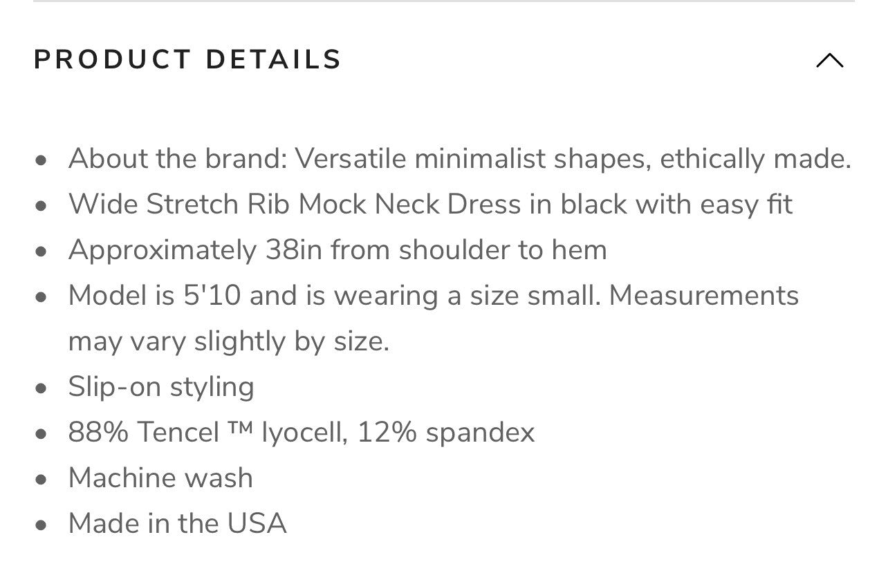 Eileen Fisher Wide Stretch Rib Mockneck Dress Women's sz XL Black Eileen Fisher