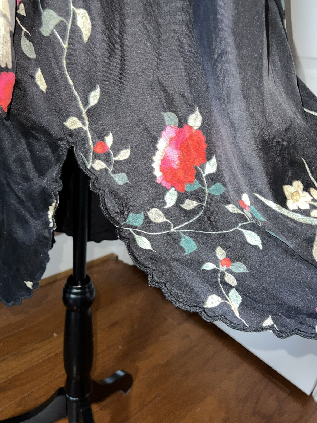 100% Silk Johnny Was Black Tunic Top Or Mini Dress XXL 2X 2XL Birds & Flowers Johnny Was