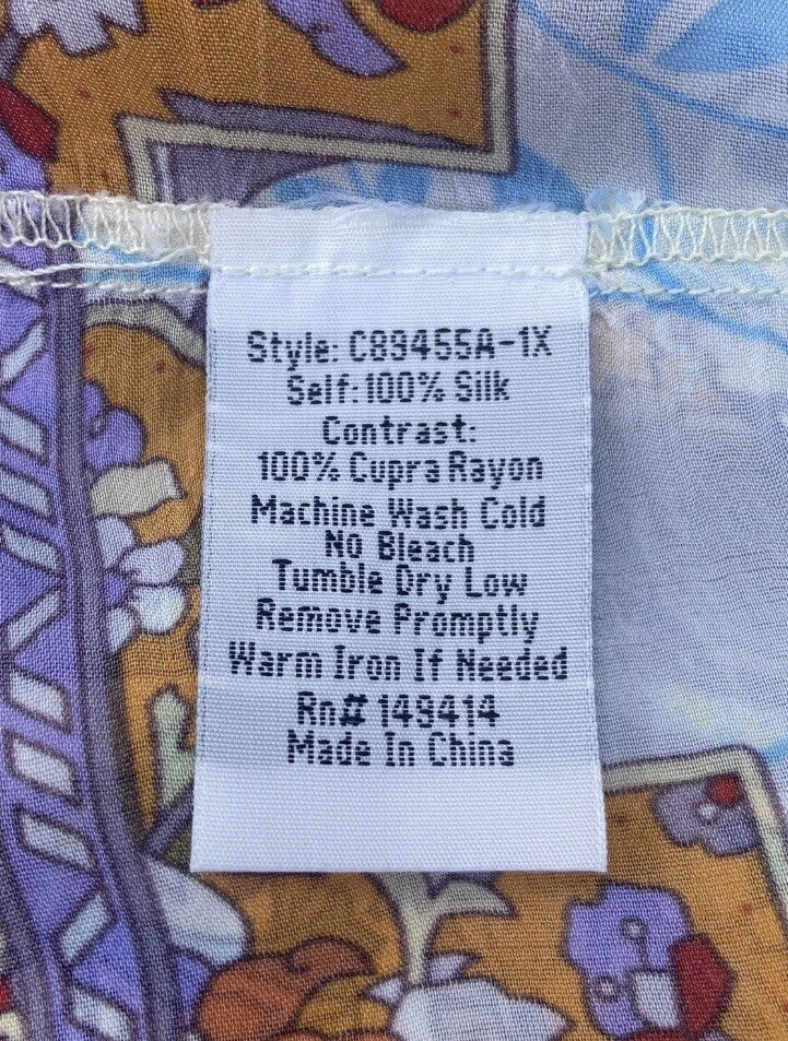 Johnny Was Pl Petite Large 100% Silk Kimono Wrap Jacket Cardigan FLAWS READ Johnny Was