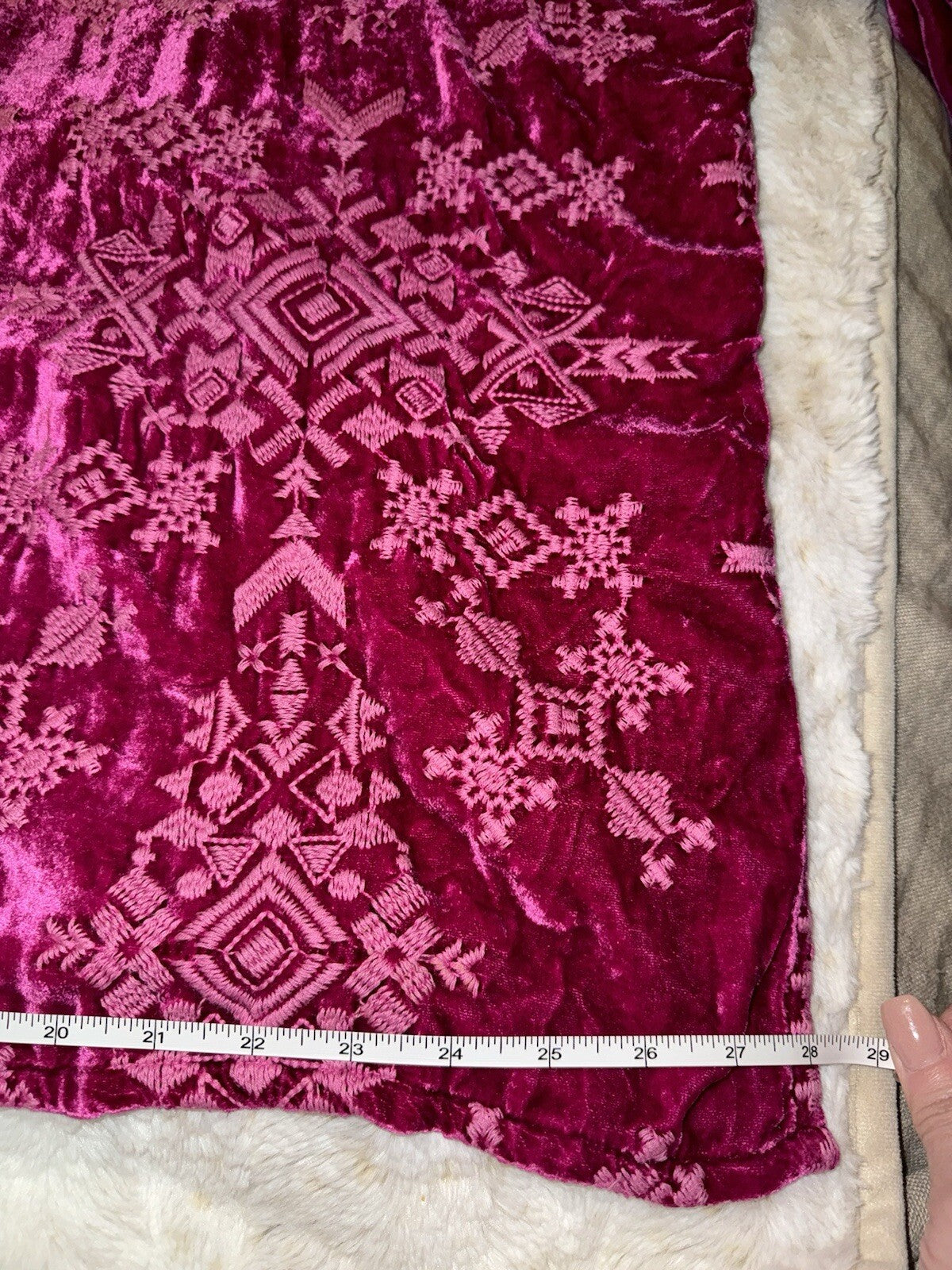 Johnny Was XL 1X Velvet Fuchsia Pink Button Up Shirt Tunic Top Blouse Johnny Was