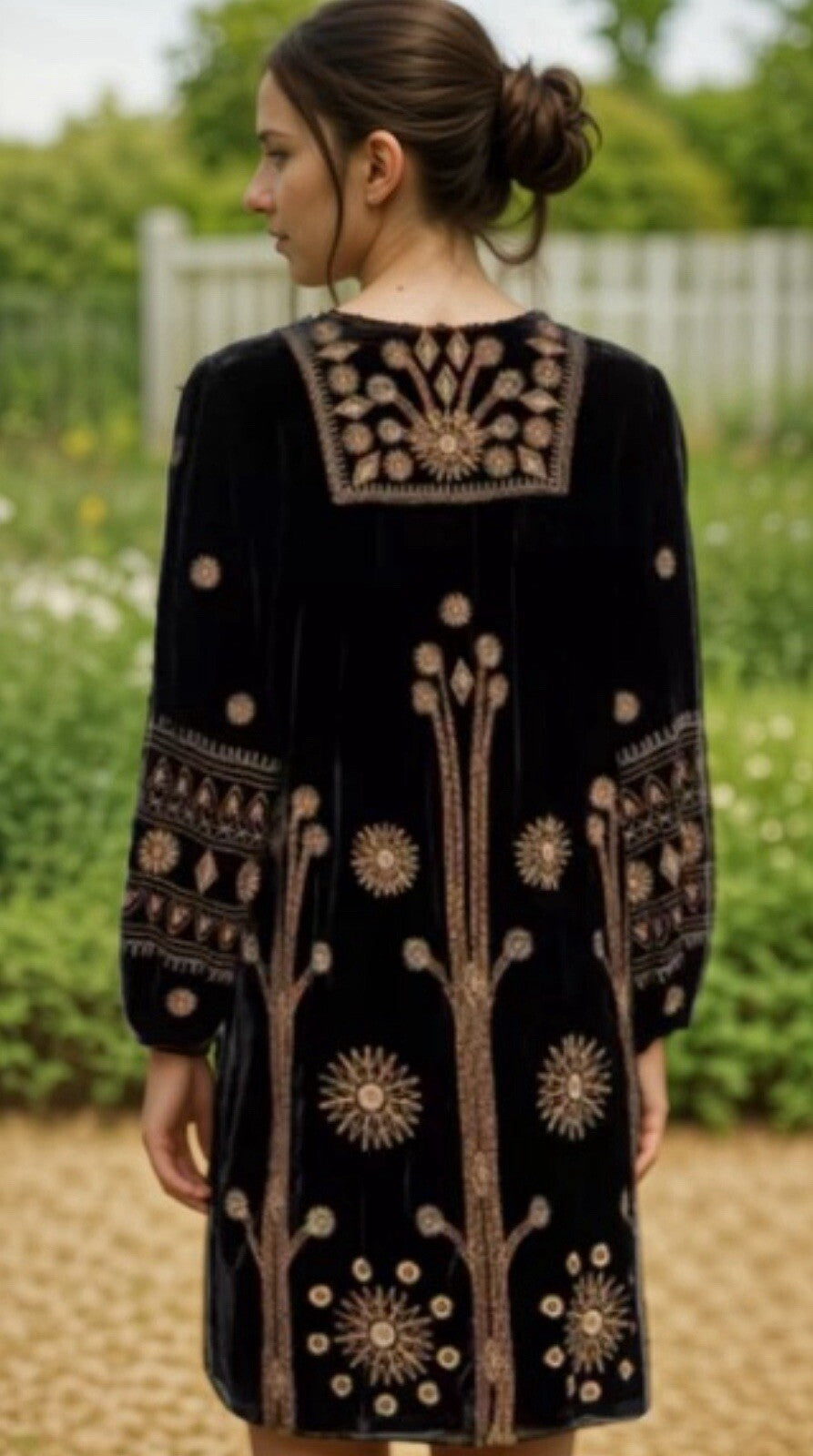 Johnny Was 3X Black & Gold Velvet Shift Mini Dress Tunic Top $528 Retail Johnny Was