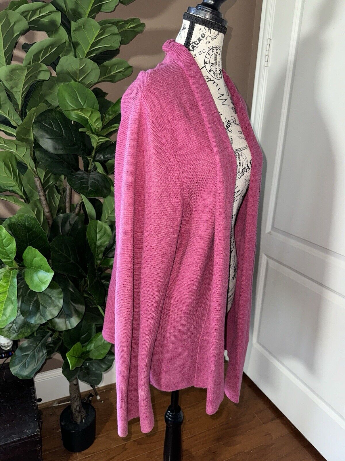 Eileen Fisher 2X Fushia Pink Cardigan Jacket Top Wrap Kimono Sweater Coat Soft