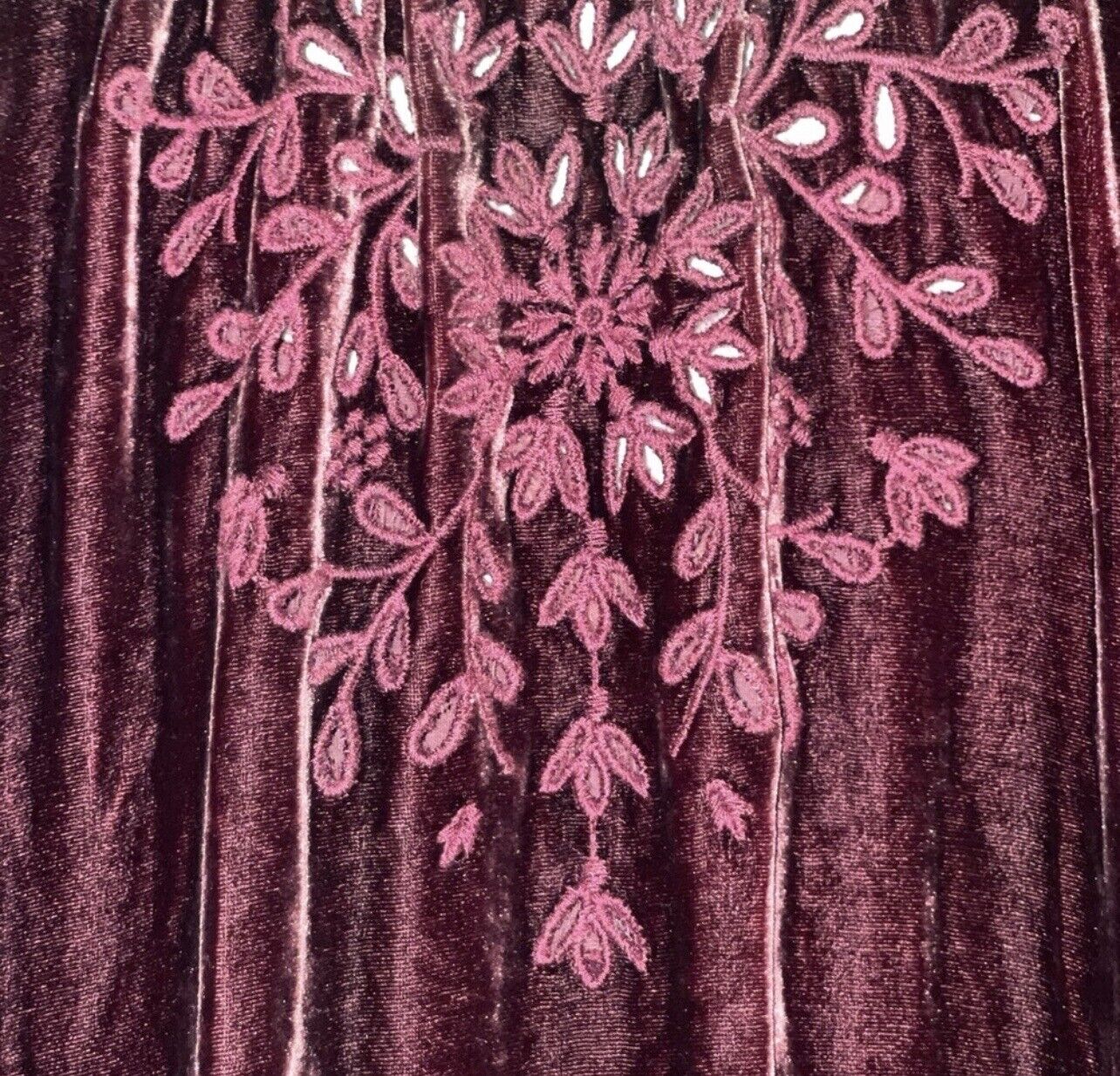 Johnny Was Burgandy Wine Velvet & Embroidered Tunic Top Kimono XL 1X 1XL