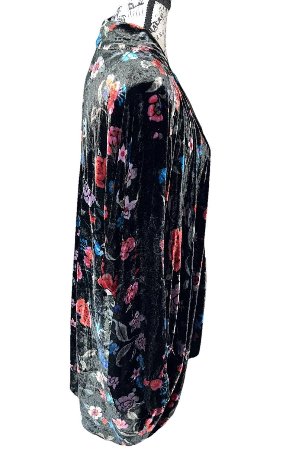 Johnny Was 3X Plus Black & Red Velvet Kimono Wrap Floral Cardigan Jacket Johnny Was