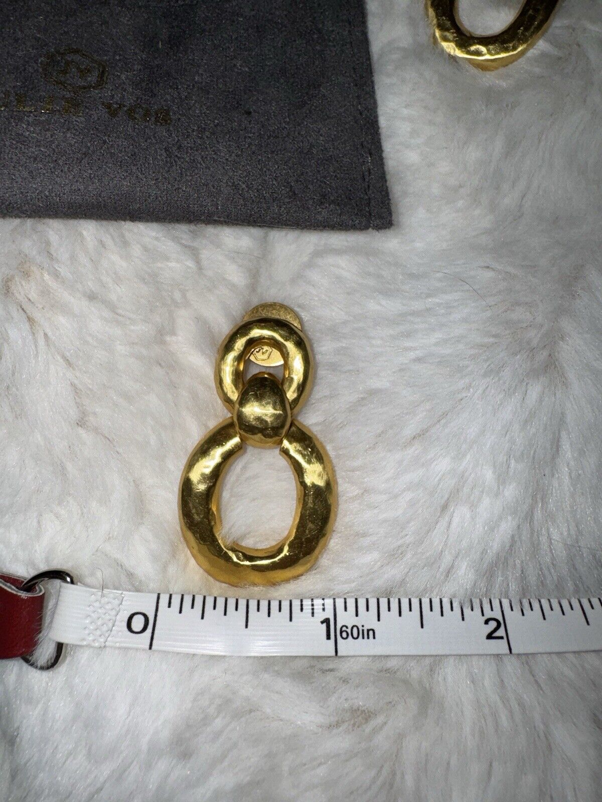 RETIRED Julie Vos 24k Gold Plated Hoop Door Knocker Stud Earrings  Stunning