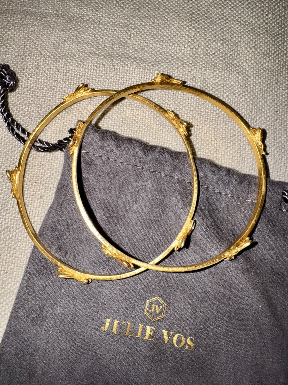 Julie Vos 2 Pc Bee Bangle Bracelets Clear Crystal Embellished 24k Gold Plate Julie Vos
