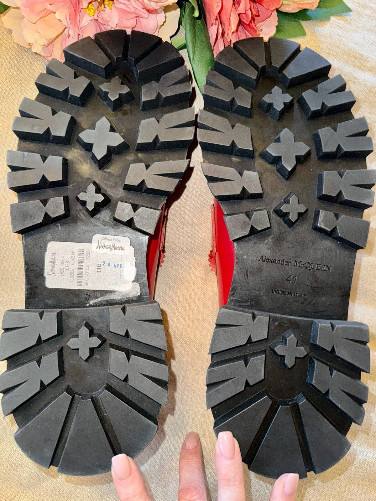 Alexander McQueen Wander Women's Red Leather Platform Loafer Shoes IT 41 / US 11 Alexander McQueen