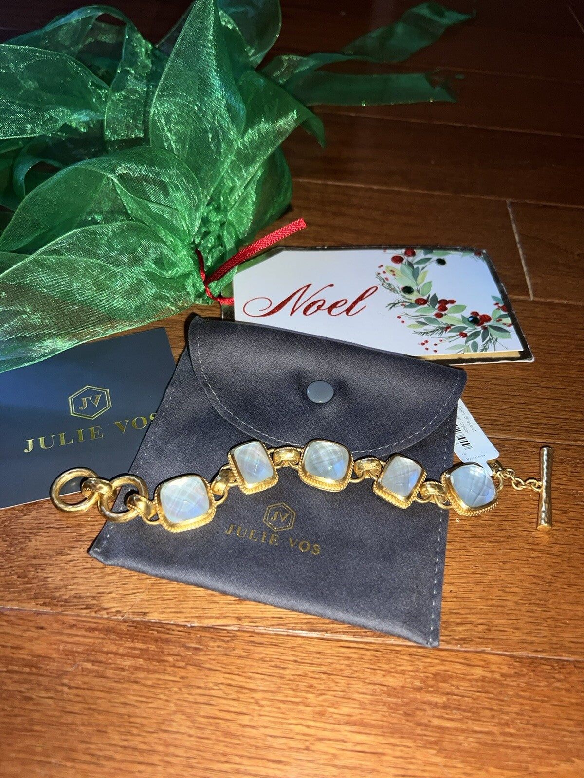 Julie Vos Beautiful Iridescent Clear Link Bracelet W/ Adjustable Toggle Julie Vos