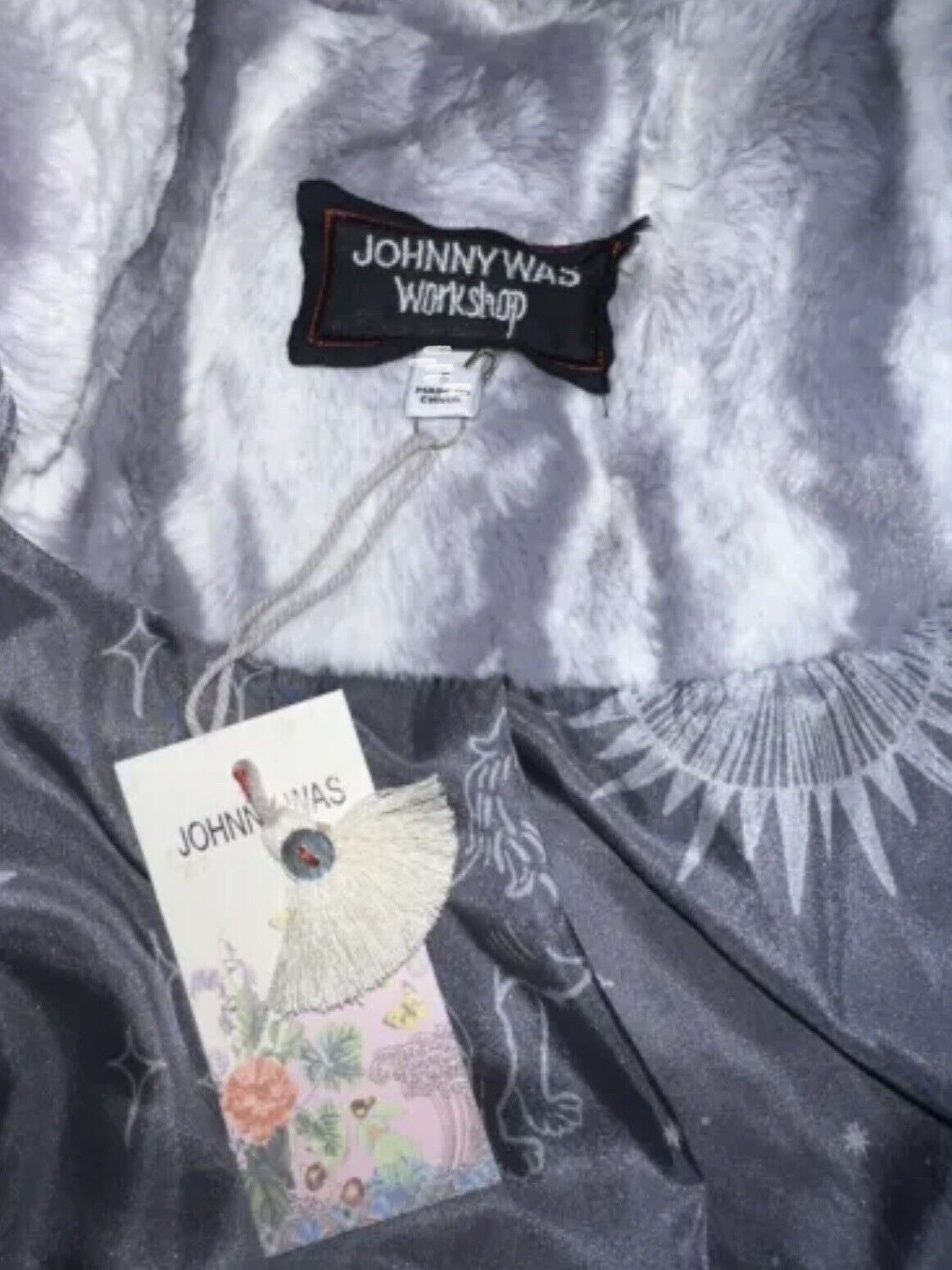 Johnny Was Cloud Faux Fur Coat Jacket Wrap XL 1X  100% Silk Lining