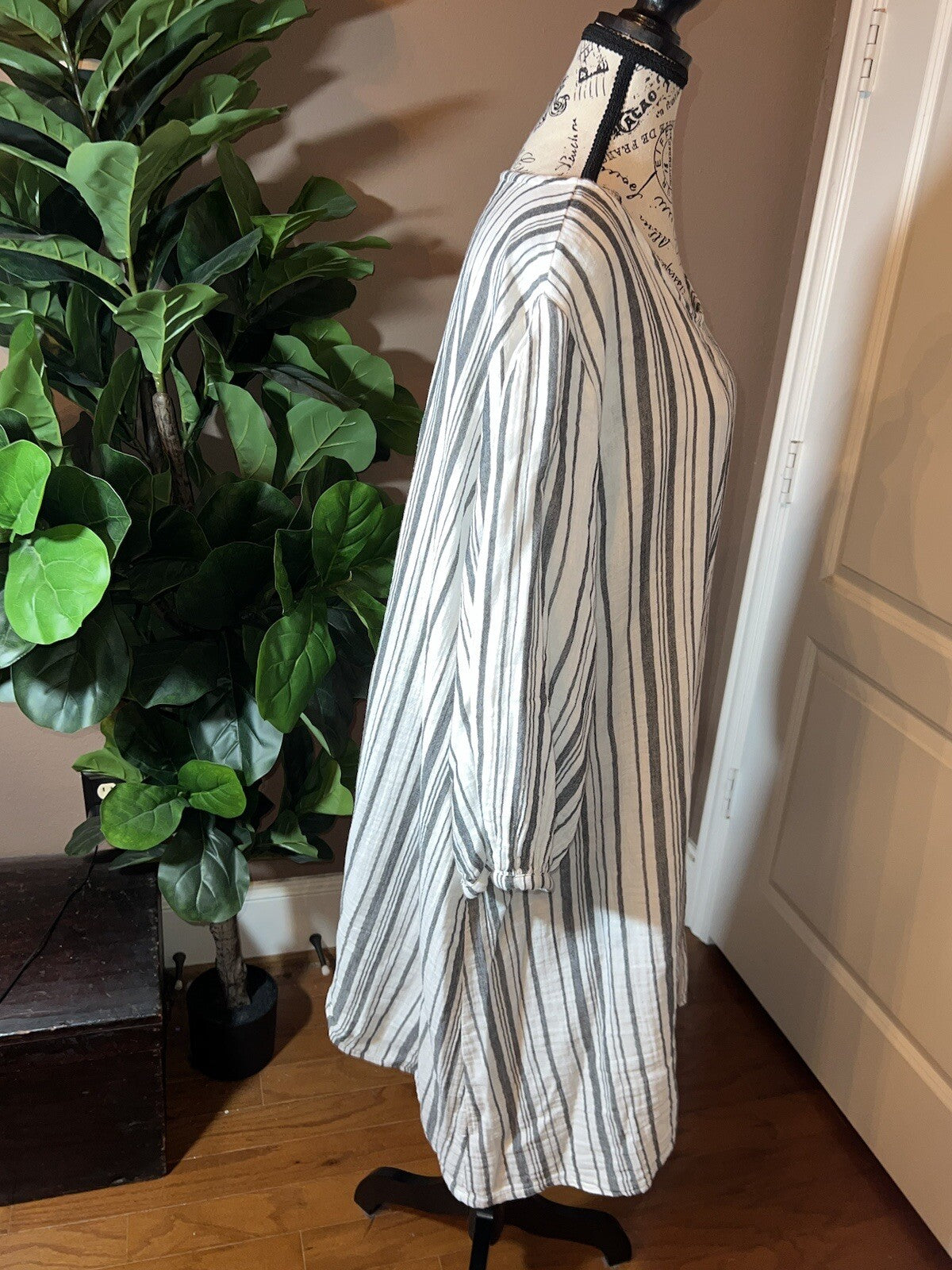 Bryn Walker Black & White Kimono Sleeve Tunic Top Mini Dress 2XL  $198 Bryn Walker