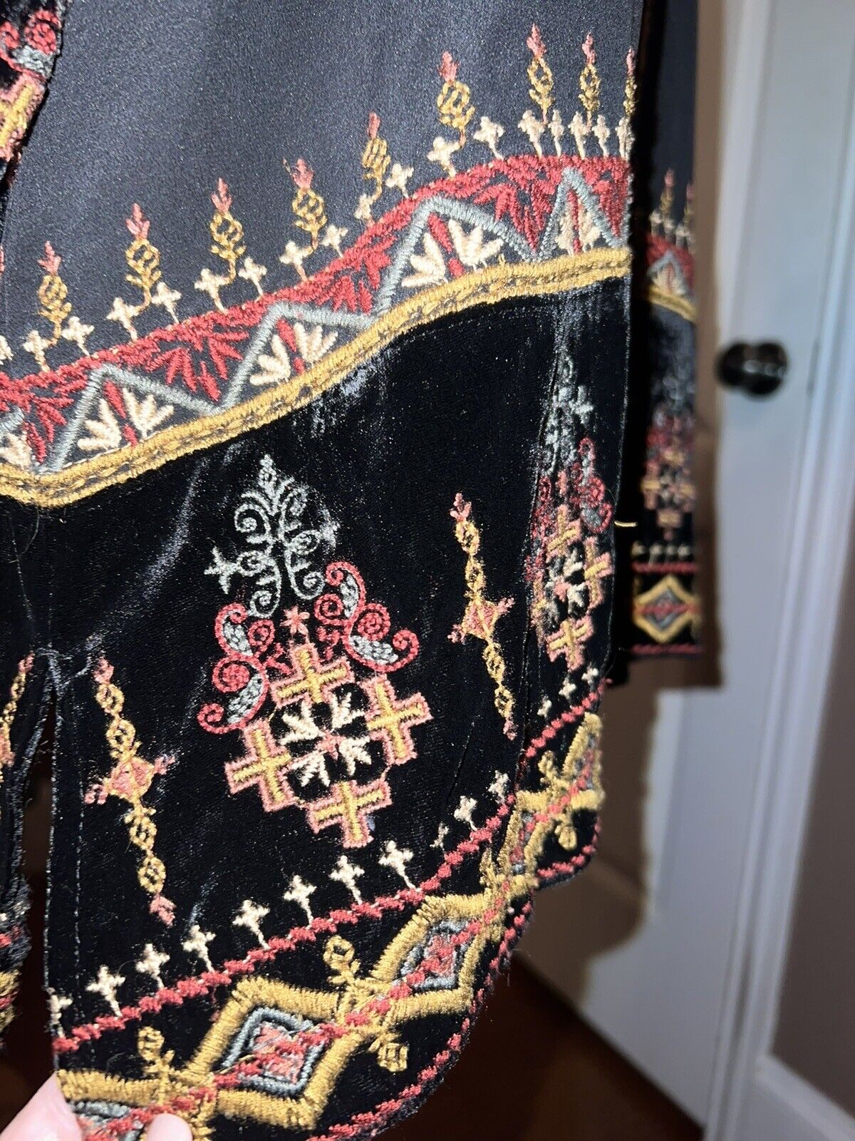 Johnny Was Silk & Velvet Sz M Tunic Top Kimono Button Up Medium