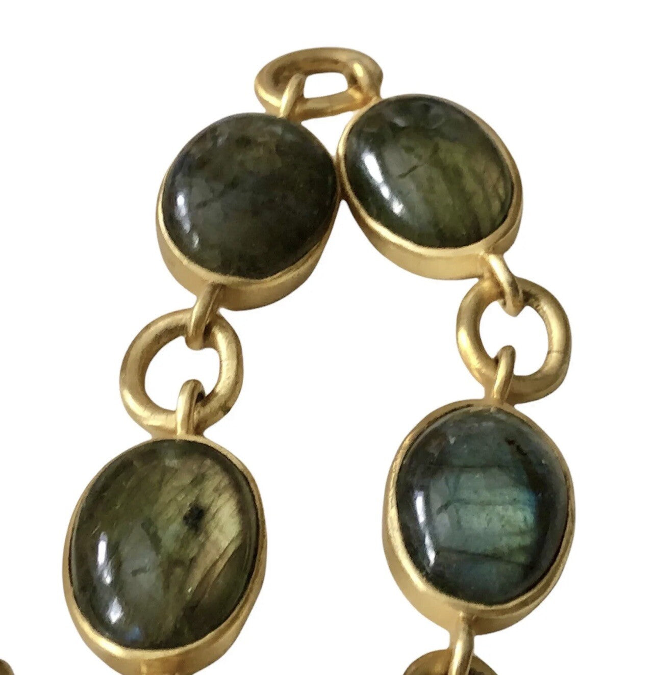 New Julie Vos Calypso Real Labradorite Toggle Link Bracelet 24K Gold Plated Julie Vos