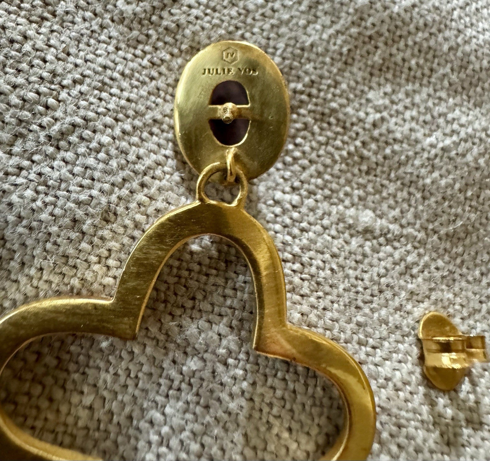 Julie Vos Plum Wine Purple Cross Statement Earrings 24k Gold Plated RETIRED Julie Vos