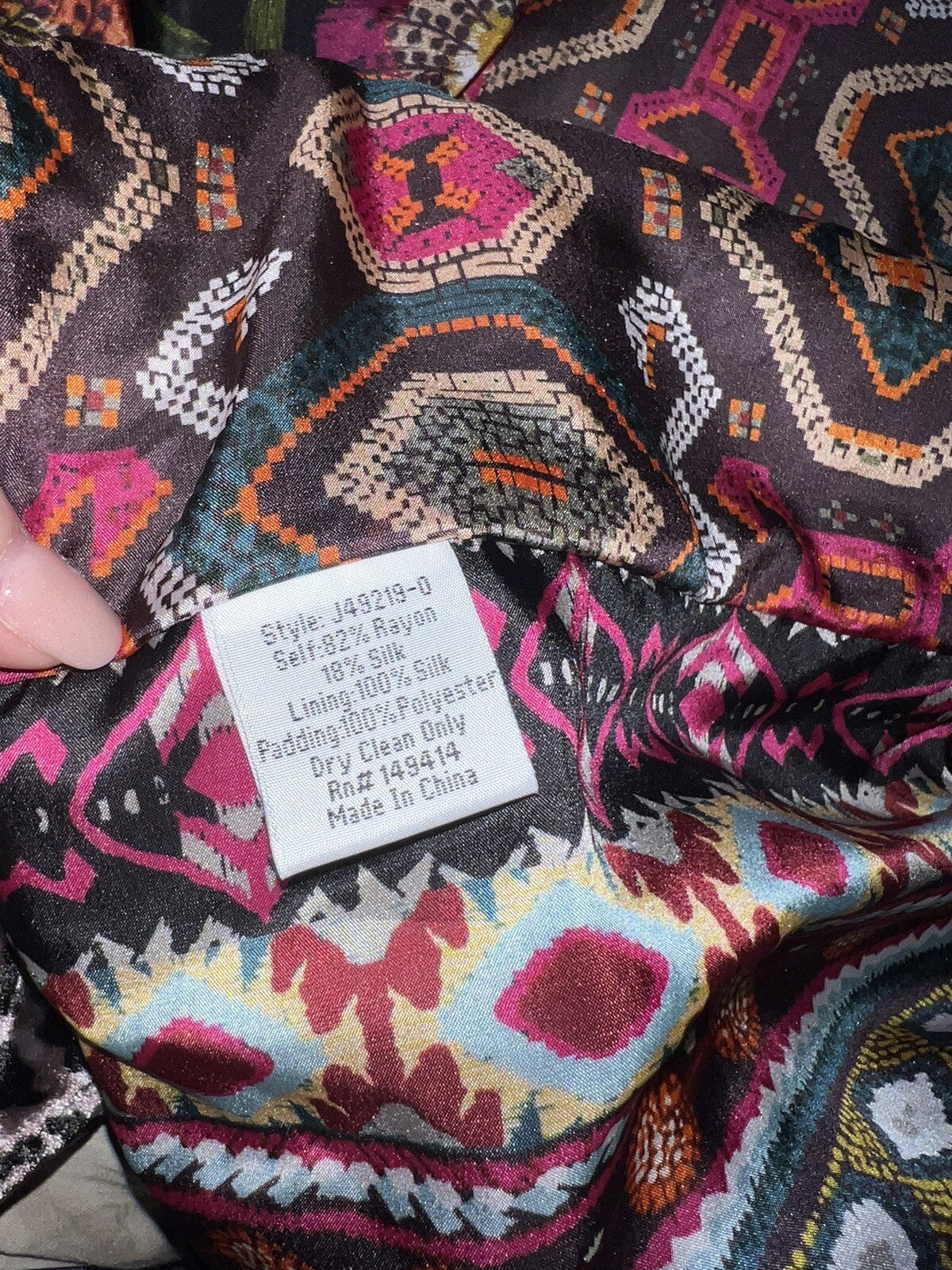 Johnny Was M Velvet Leopard Print Bomber Jacket Coat 100% Silk Lining Animal Johnny Was