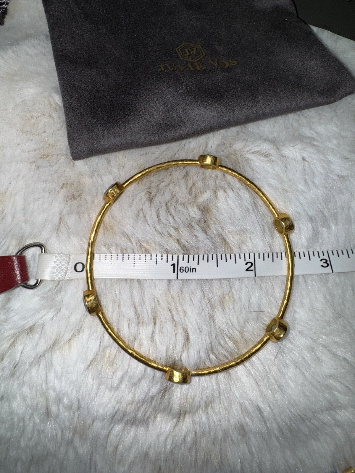 Julie Vos Small Seafoam Green Six Station Milano Luxe Bangle Bracelet 24k Plate Julie Vos