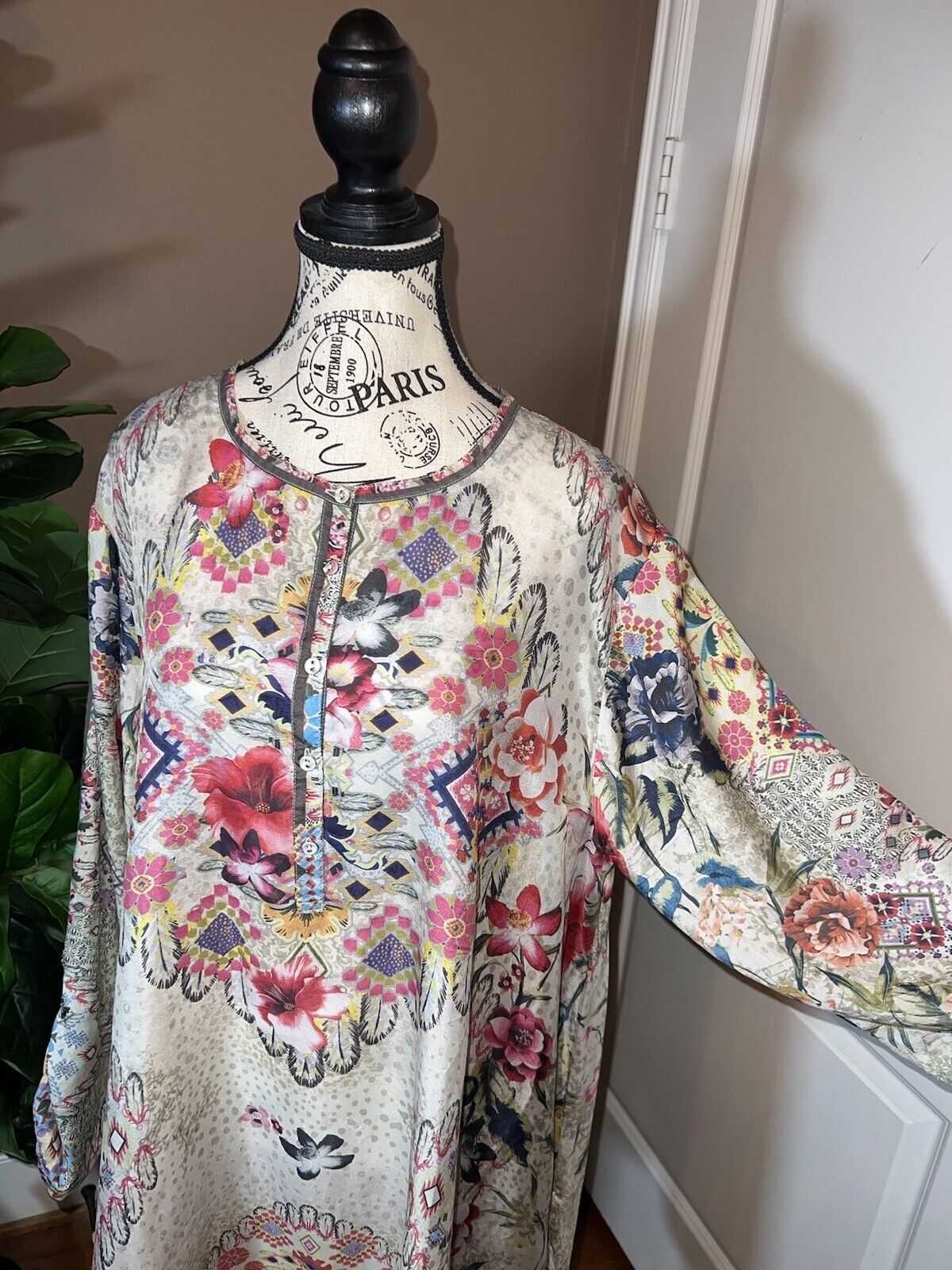 Silk Johnny Was Tunic Top 2xl 100% Silk Soft and Flowy