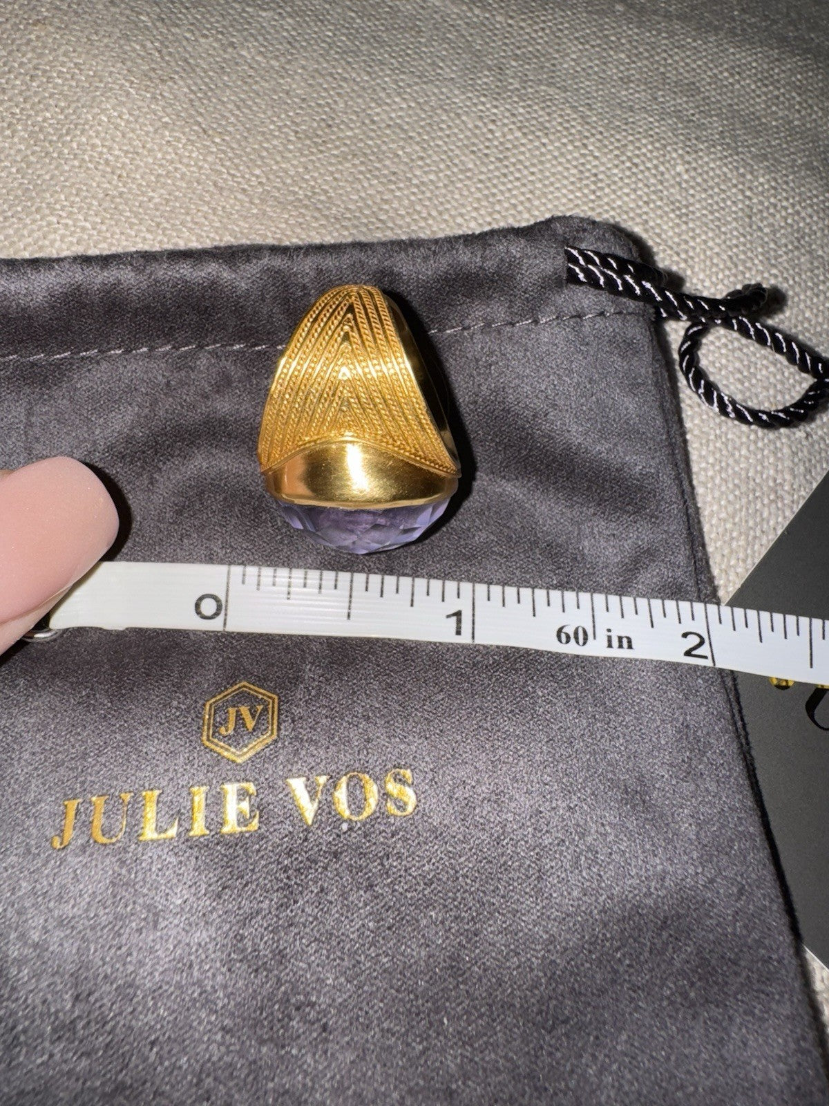 Julie Vos 7 Iridescent Heather Lavender Statement Ring ADJUSTABLE 24K Plated Julie Vos