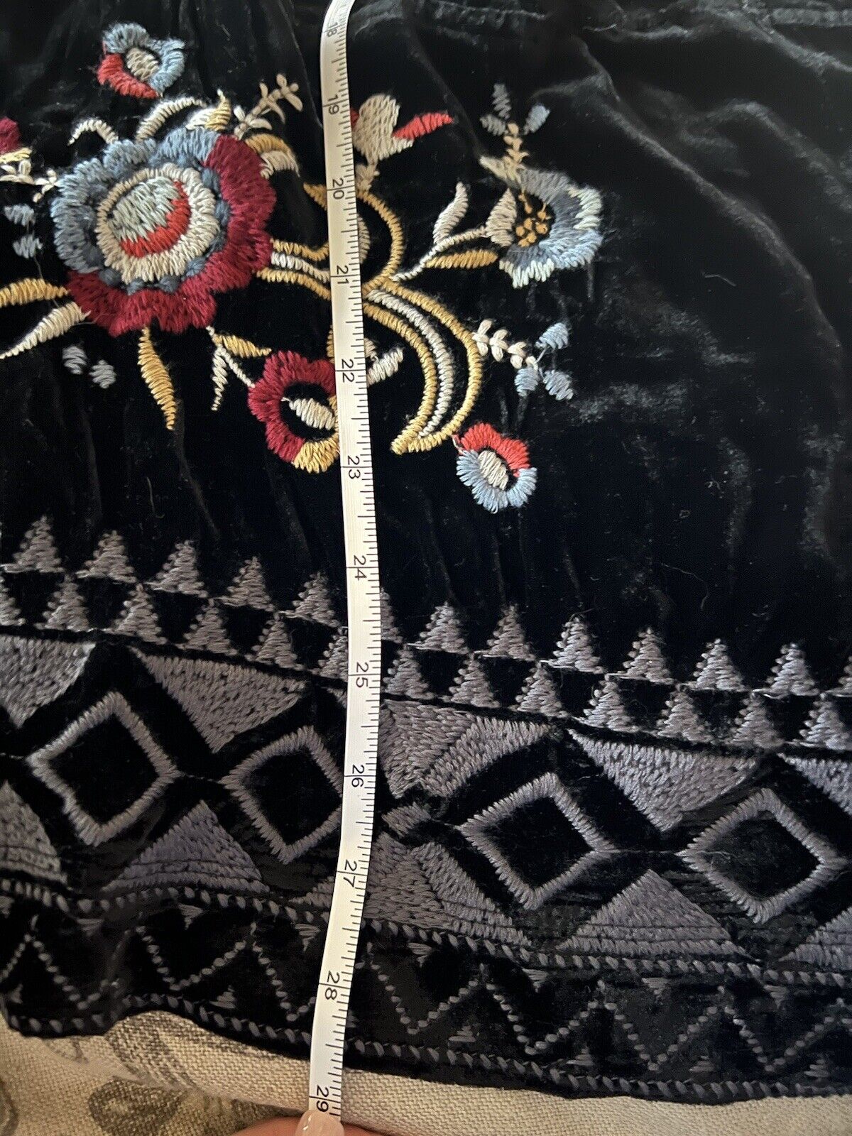 Johnny Was Black Velvet W Embroidery Button Up Kimono Jacket Coat 1X 1XL