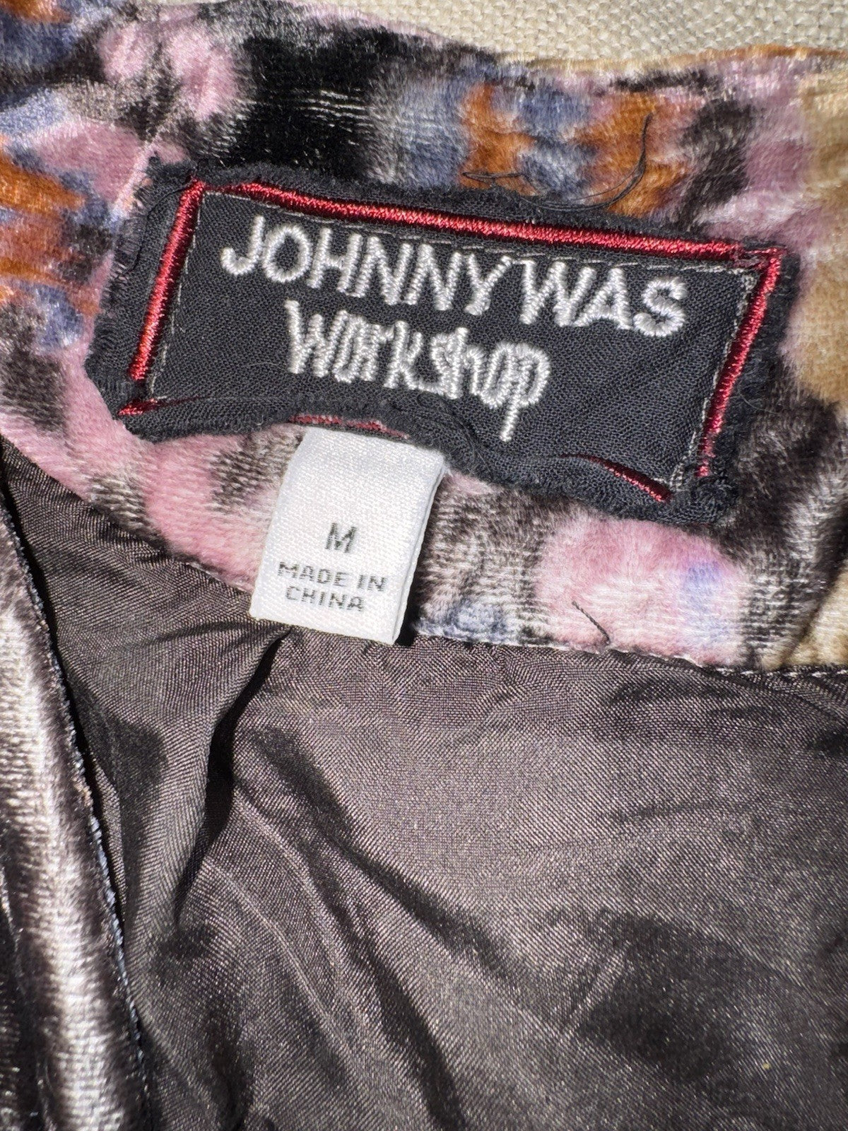 Johnny Was M Velvet Silk Lined Kimono Wrap Jacket Purple Blue Gold Artsy BOHO Johnny Was