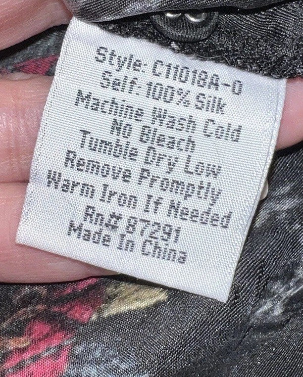 Johnny Was L 100% Silk Button Up Blouse Shirt Long Sleeve Tunic Top Lightweight Johnny Was