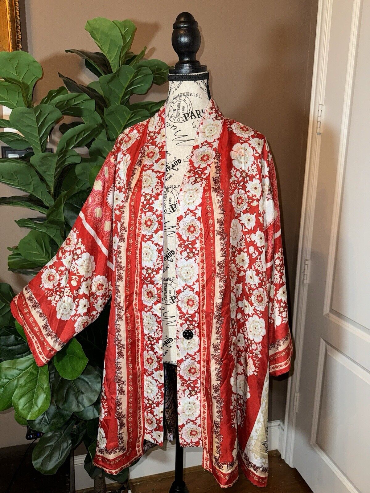 Johnny Was 2X 2XL 100% Silk REVERSIBLE Kimono Top Jacket Wrap Cardigan