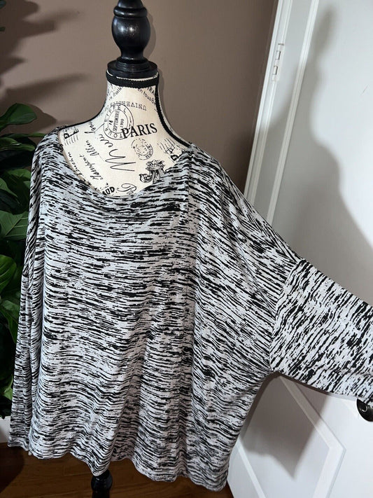 Bryn Walker Grey & Black Dolman Sleeve Tunic Top Sz 3XL  MSRP $190