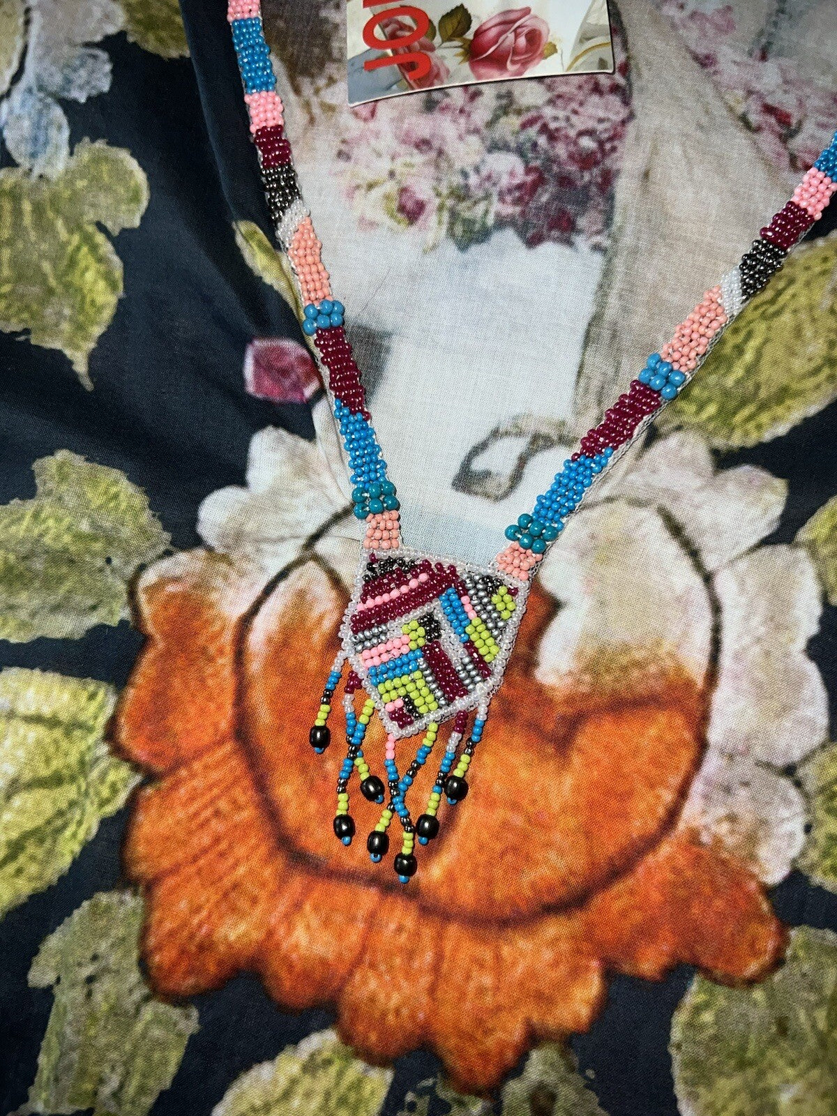 Johnny Was O/S Kimono Wrap Top Cover Up Beautiful Back & Beading Summer One Size Johnny Was