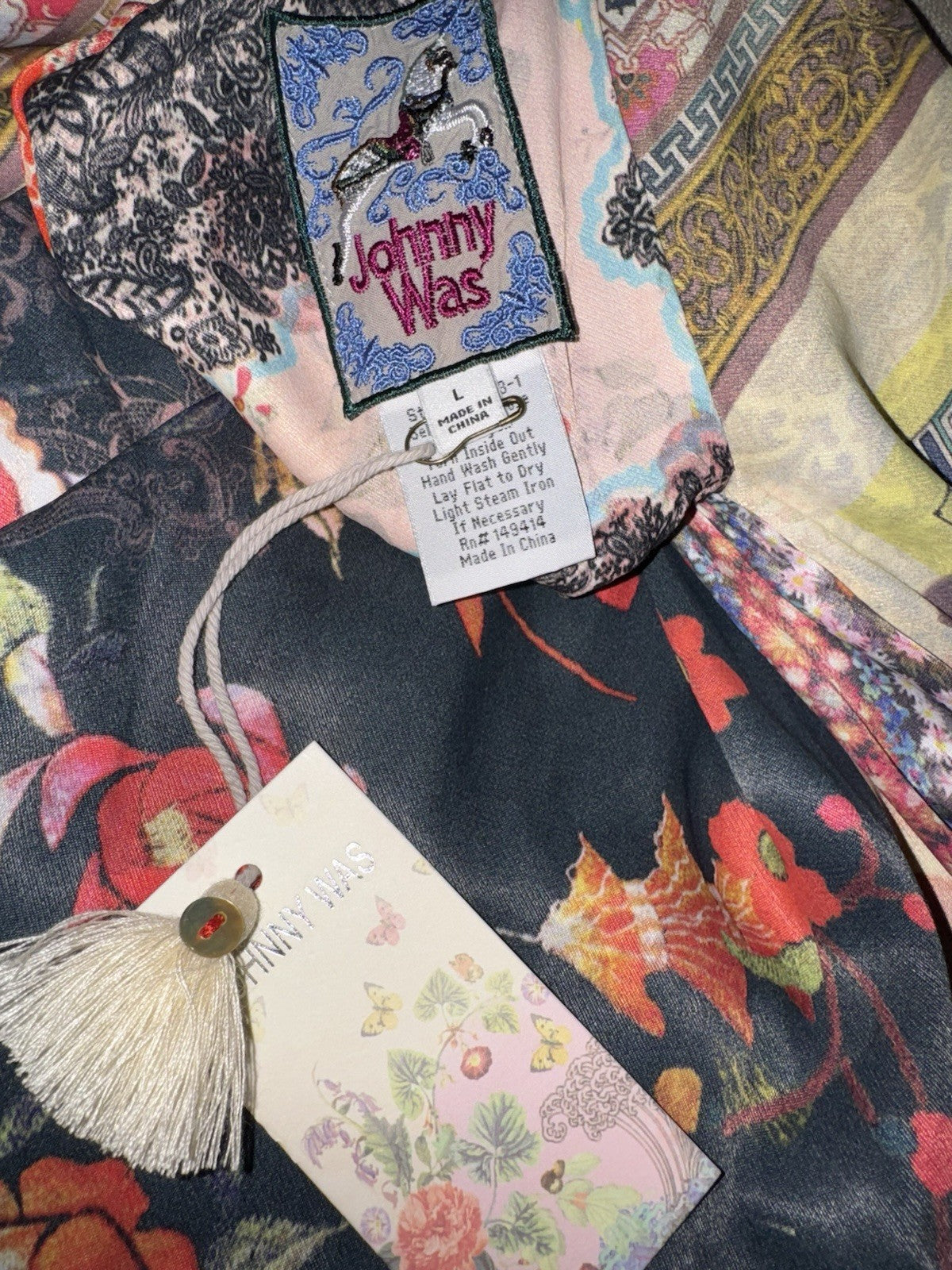 Johnny Was L Large REVERSIBLE HiLow KIMONO Duster Jacket Coat Boho Chic Johnny Was