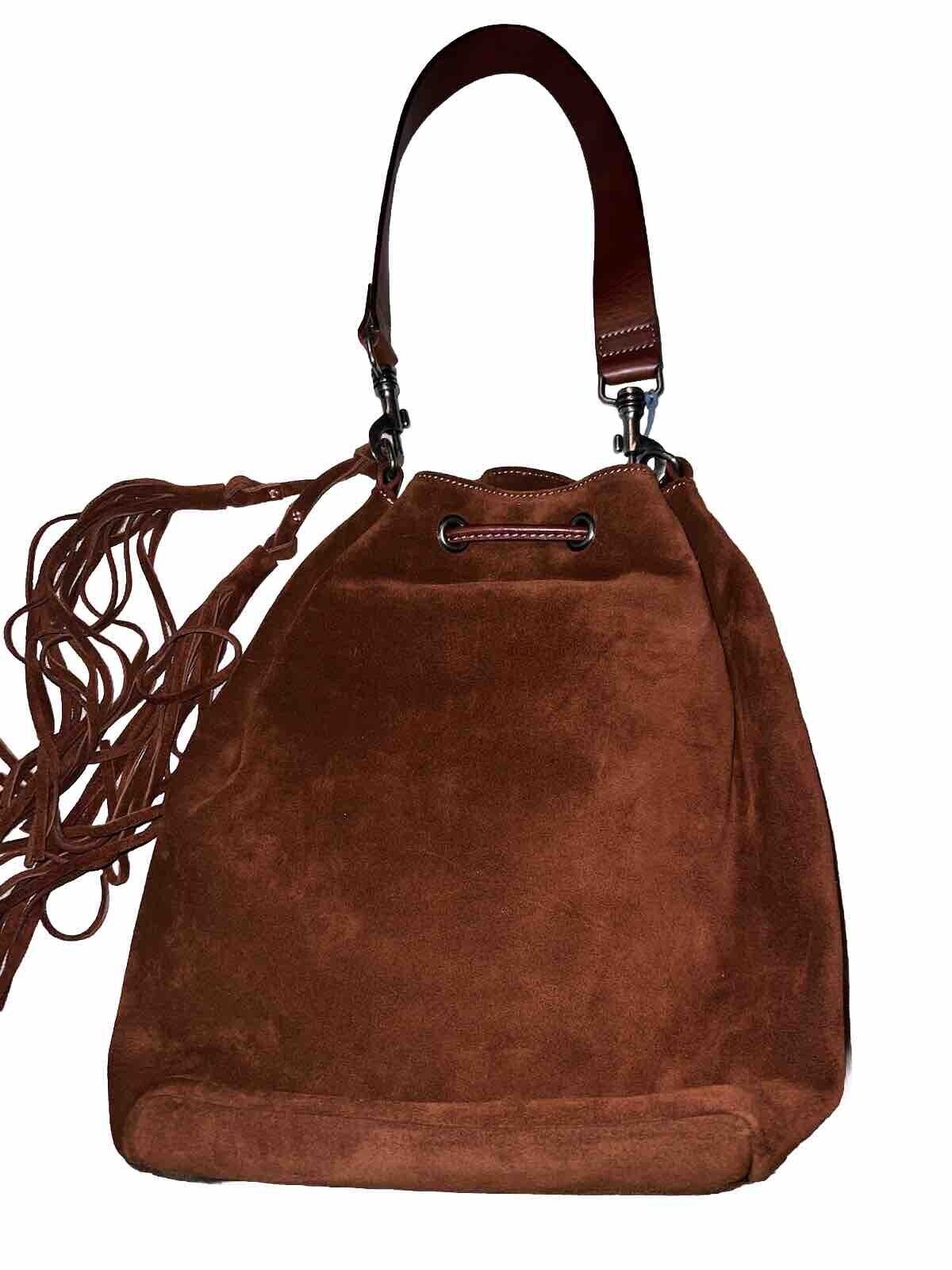 Johnny Was Brown Suede Leather Tote Bag Purse Crossbody Hobo Tassels