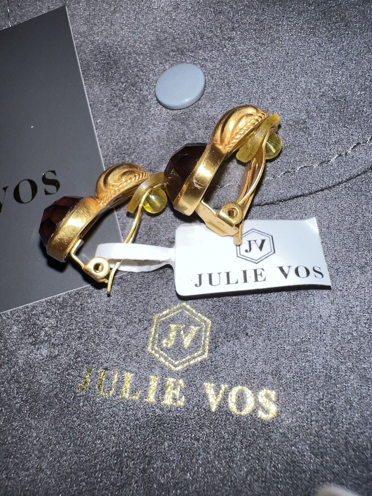 Julie Vos Clip On Earrings  Rose/Fushia  Statement Pieces