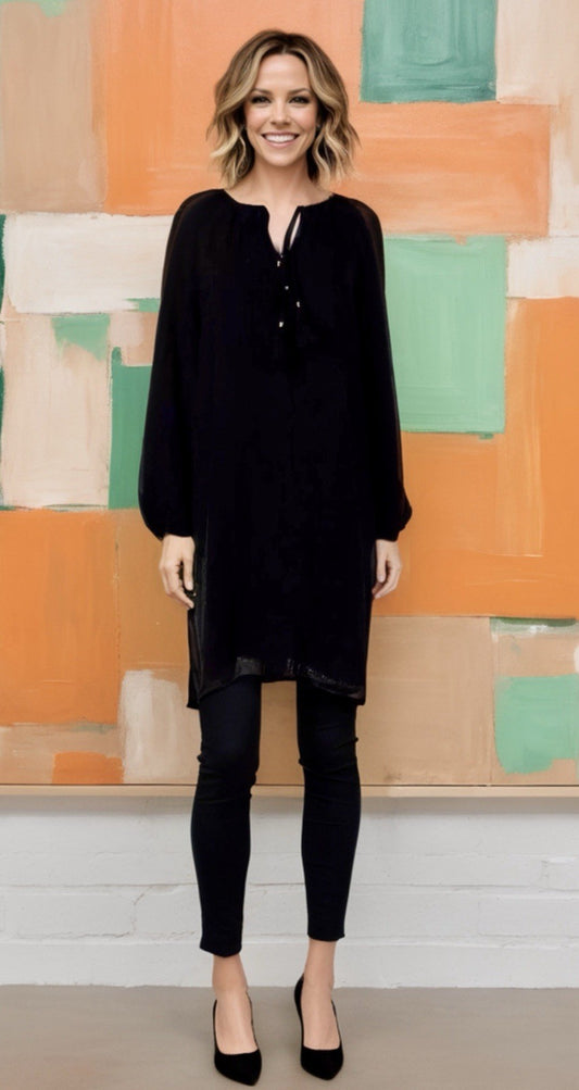 Johnny Was S Calme Little Black Shift Dress Swimsuit Cover Up Lightweight Cool Johnny Was