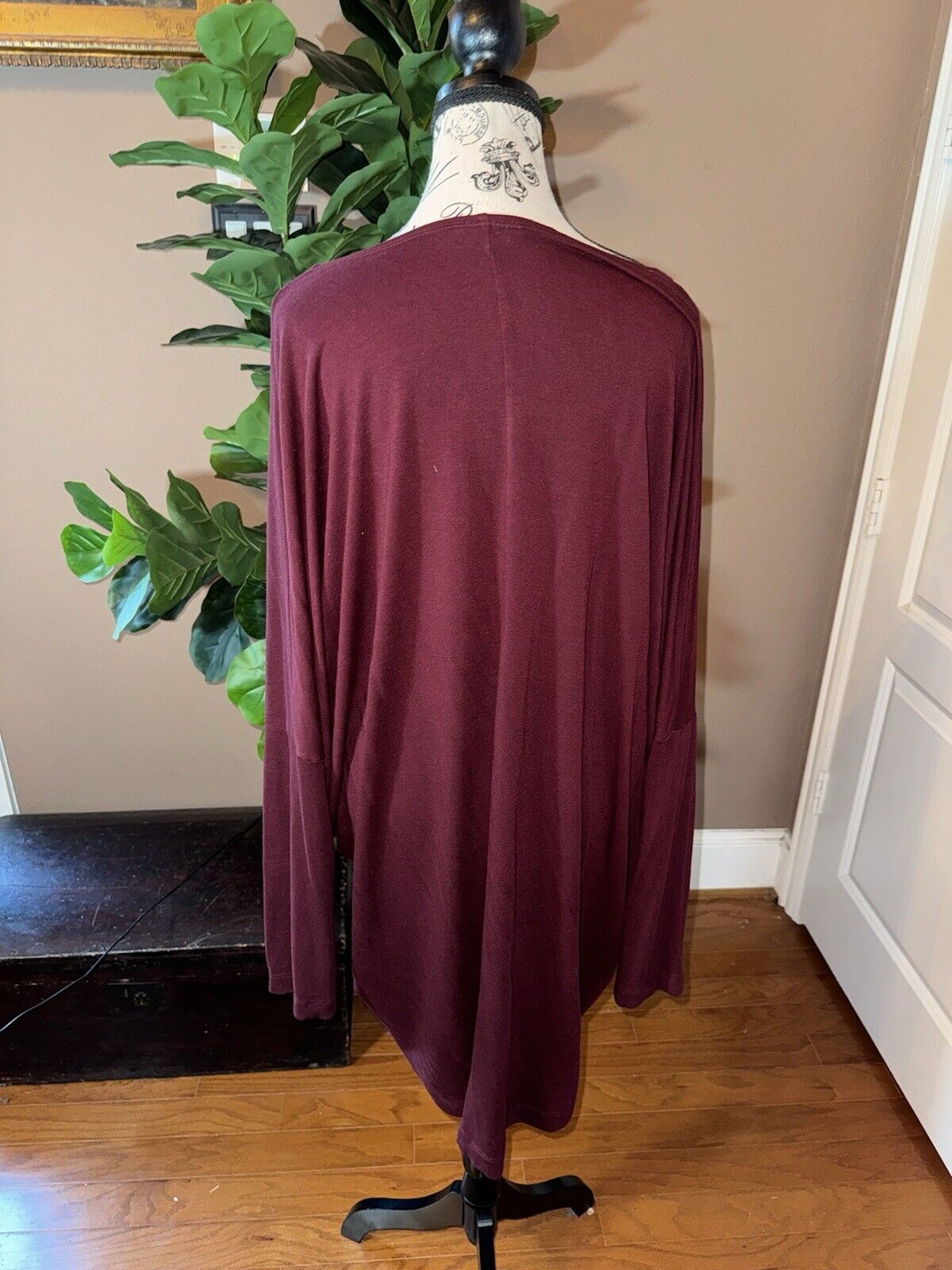 Bryn Walker Maroon Wine Red Dolman Sleeve Maxi Top Batwing 3X 3XL MSRP$198