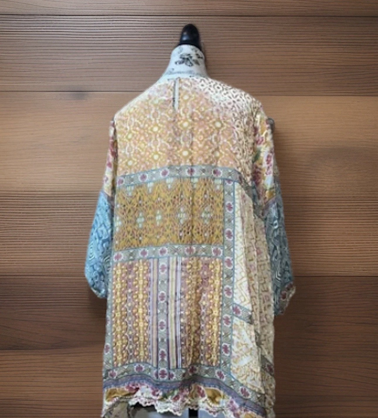 Johnny Was Burnout Silk & Velvet Patchwork Pattern Tunic Top Sz M Medium Johnny Was