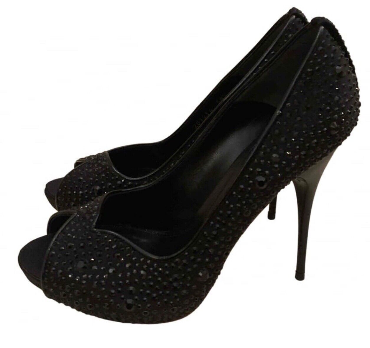 Alexander McQueen 38.5 Black Crystal Pumps High Heels Worn Once Retail $1750 HOT