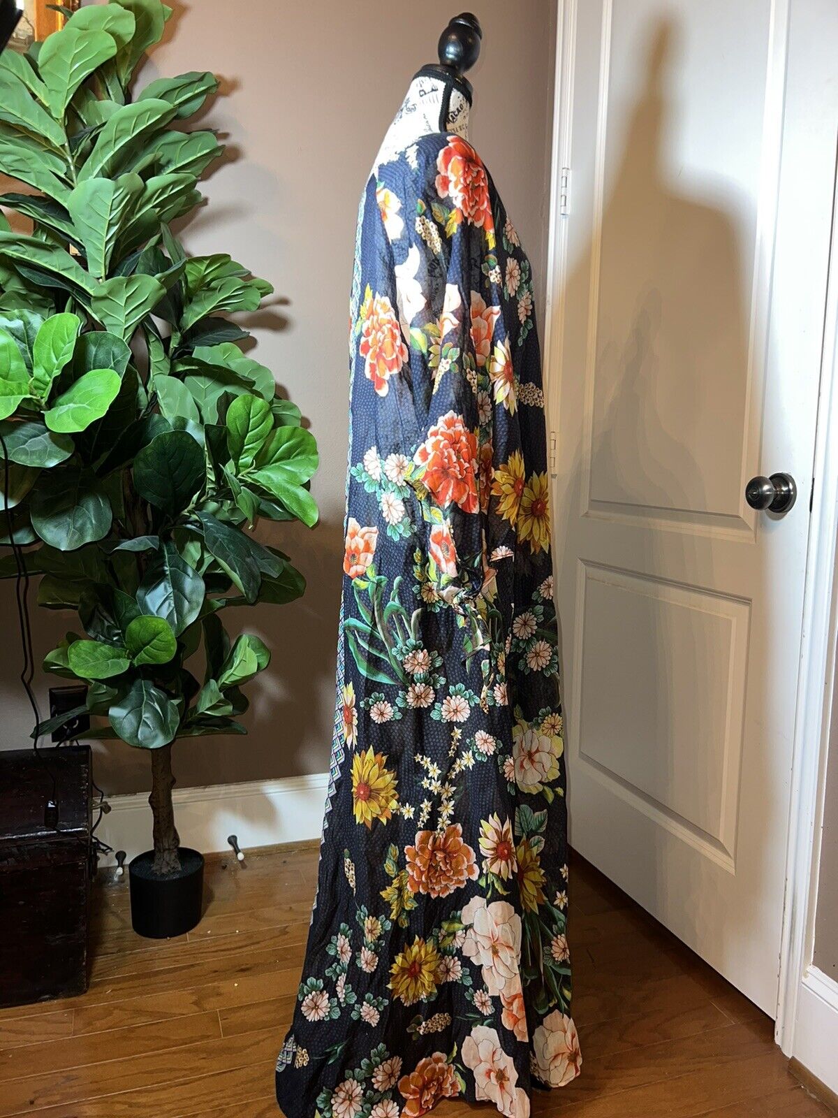 Johnny Was 1XL 1X XL Maxi Dress Cover Up Lightweight Floral Pattern