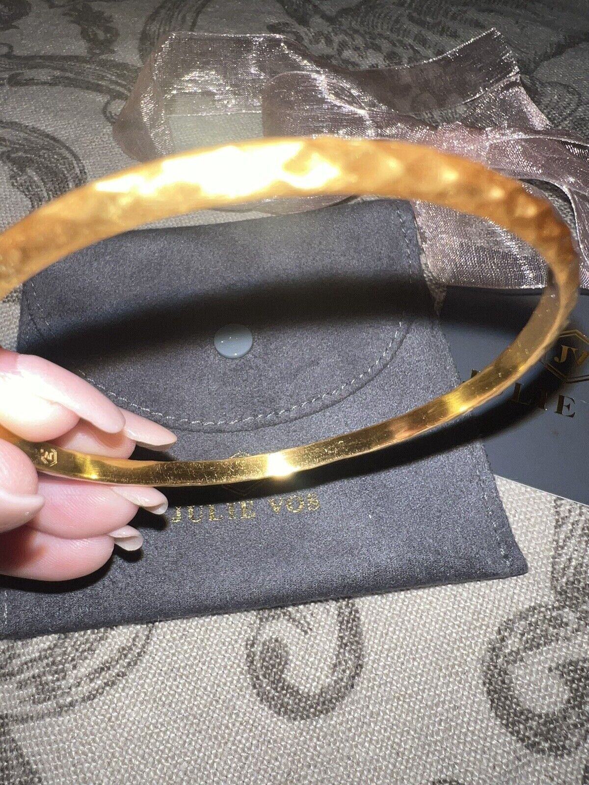 NEW Julie Vos Bangle Bracelet MEDIUM 24k Gold Plated NWOT