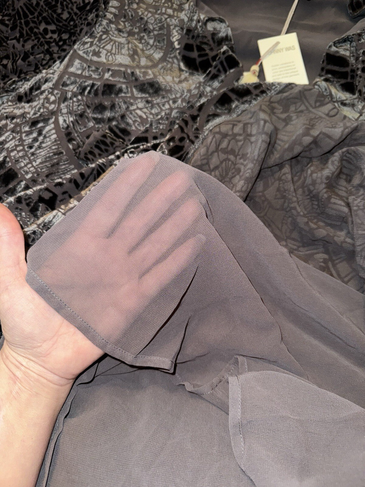 Johnny Was XXL Charcoal Grey Burnout Velvet Mini Shift Dress Tunic Top BOHO Johnny Was