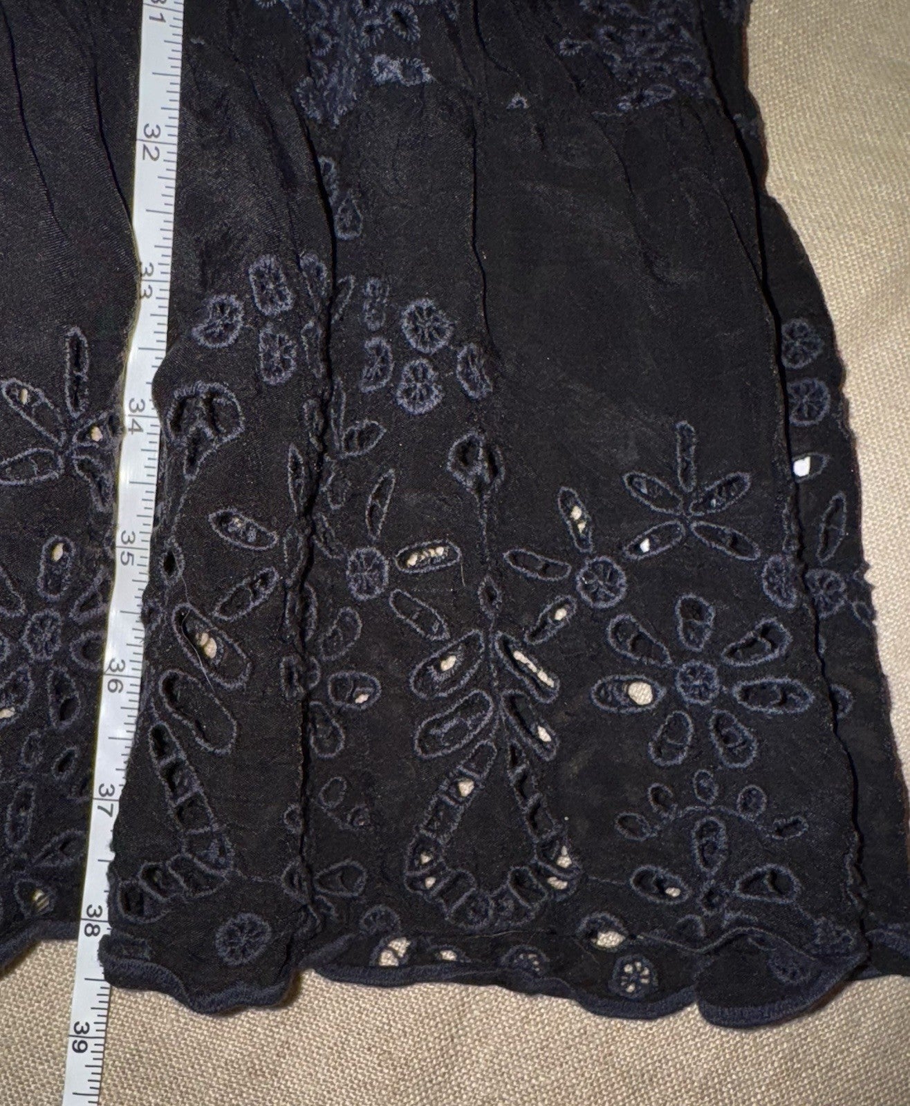 Johnny Was XXL Black Eyelet Lace Mini Dress & Slip Drawstring Waist $560 Ret Johnny Was