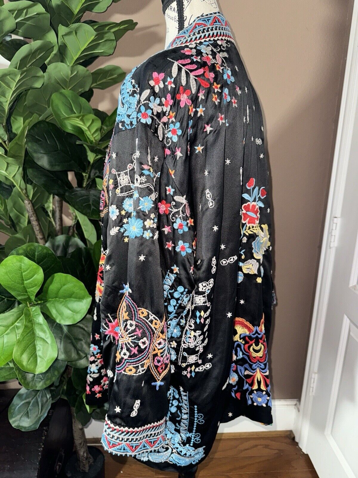 Johnny Was XL 1X Reversible KIMONO Jacket Coat Wrap Embroidery STUNNING