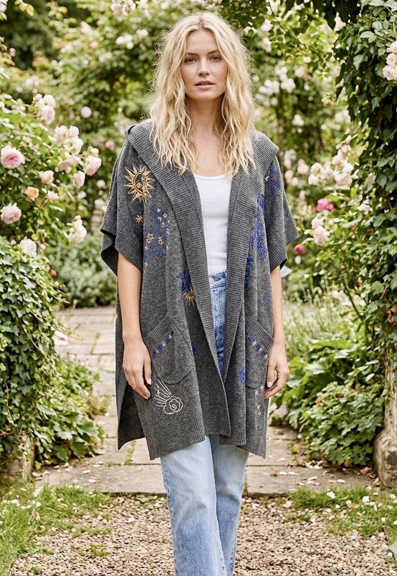 Johnny Was O/S Cashmere Hooded Poncho Wrap Cape Shawl Cardigan One Size Warm Johnny Was