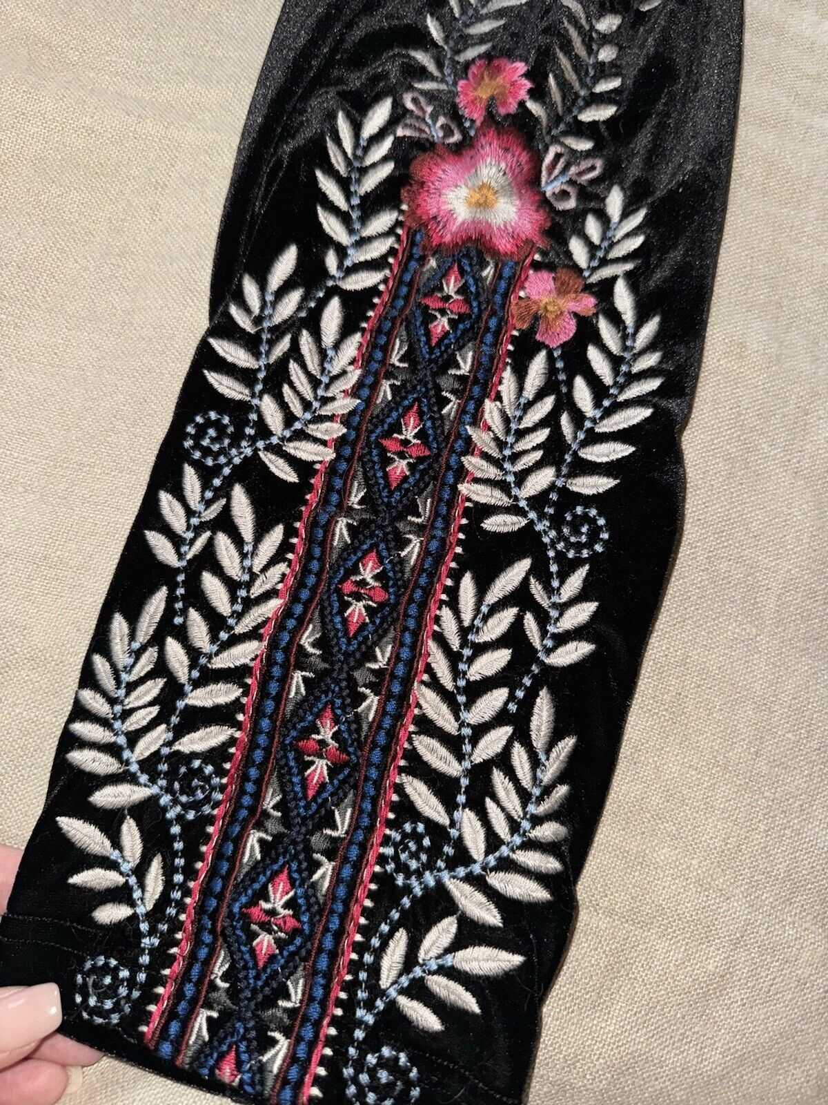 Johnny Was Black Velvet Leggings Pants Sz L Large Perfect With A Kimono