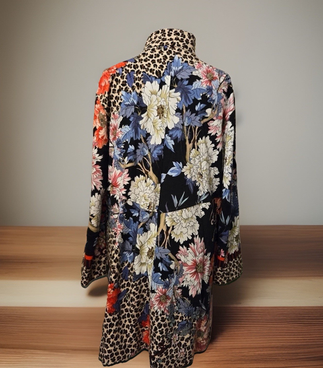 Johnny Was S Military Jacket Coat Animal Print & Floral Button Up Soft Johnny Was