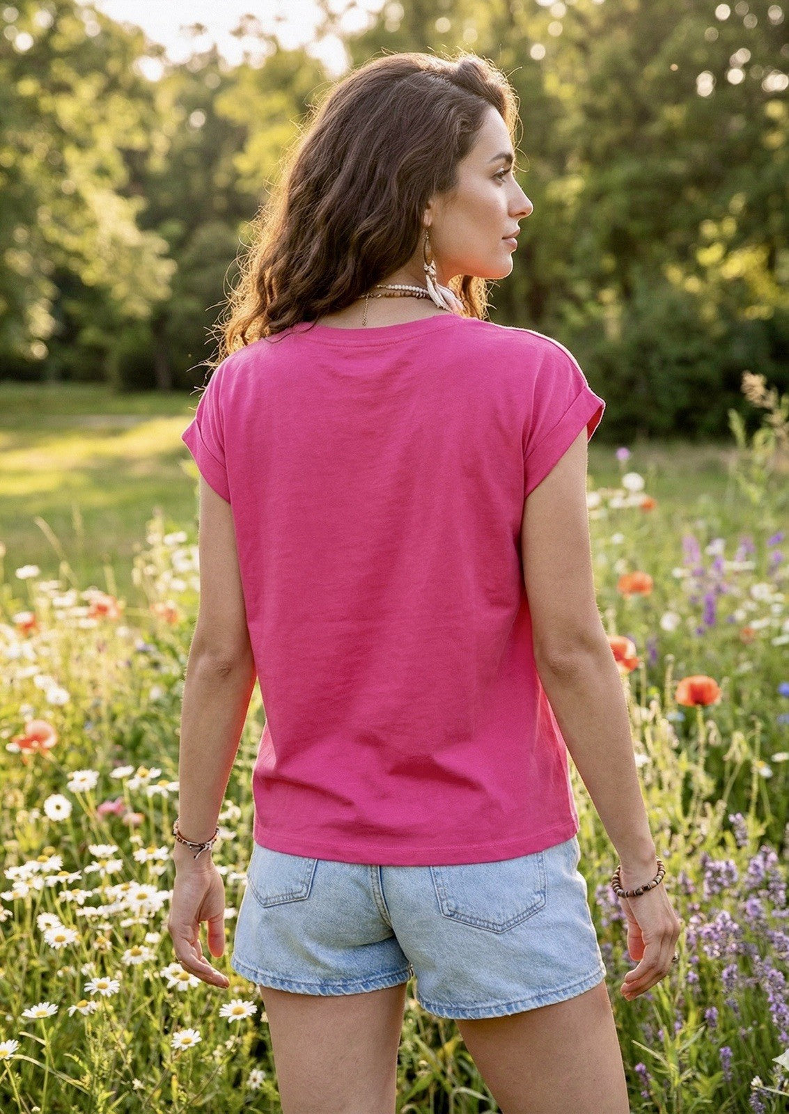 Johnny Was S Small Pink Cap Sleeve Tee T-Shirt Embroidered Bohemian *FLAWS* READ Johnny Was