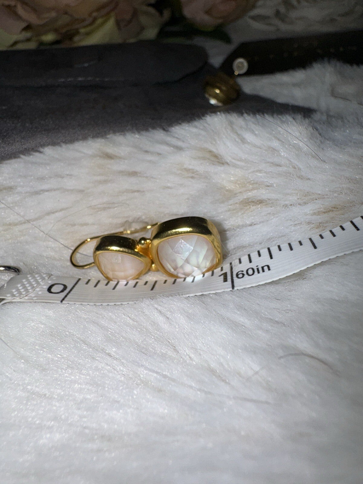 Julie Vos Iridescent Clear Drop Earrings 24k Gold Plated   STUNNING Julie Vos