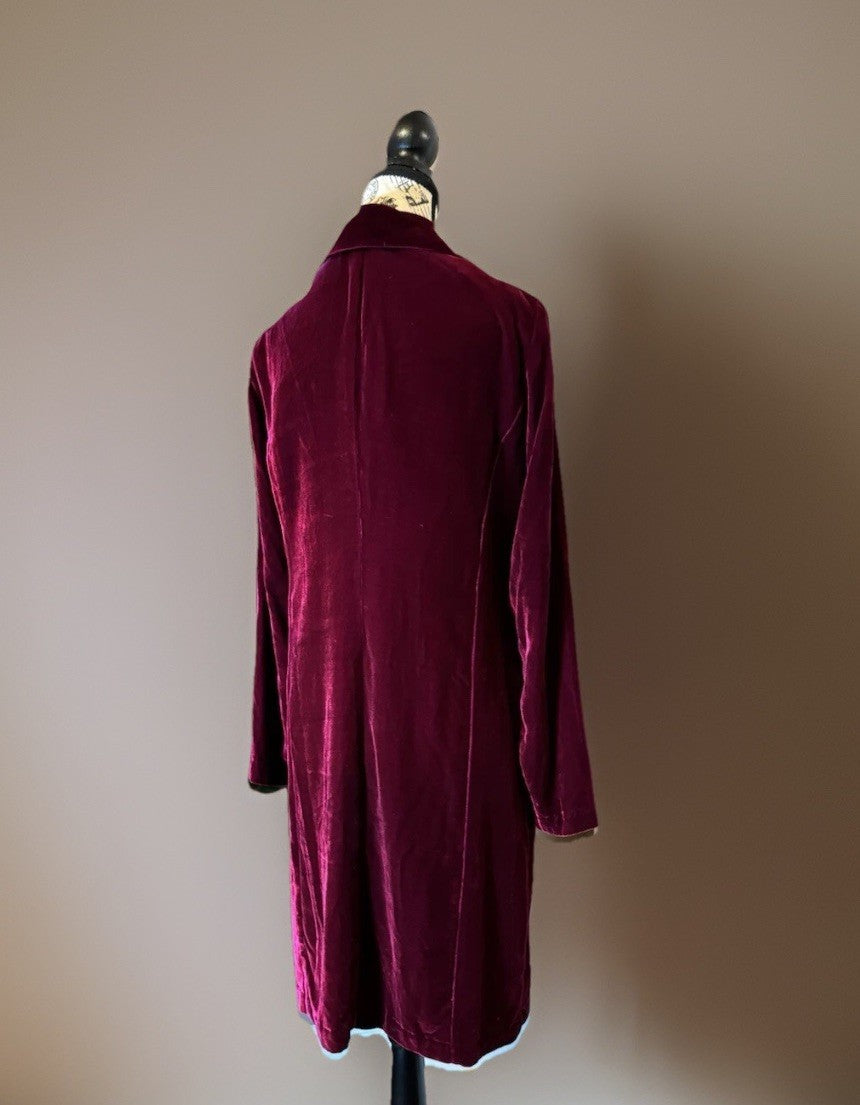 Johnny Was M Medium Red Velvet Tailored Coat Jacket Wrap Dressy & Classic Style Johnny Was