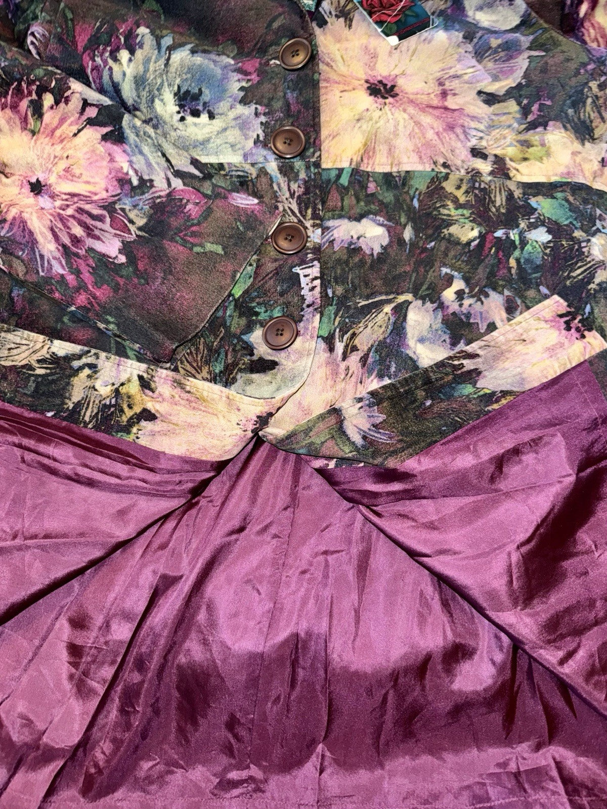 Johnny Was L Purple & Mauve Velour Military Jacket Trench Coat Silk Lined Johnny Was